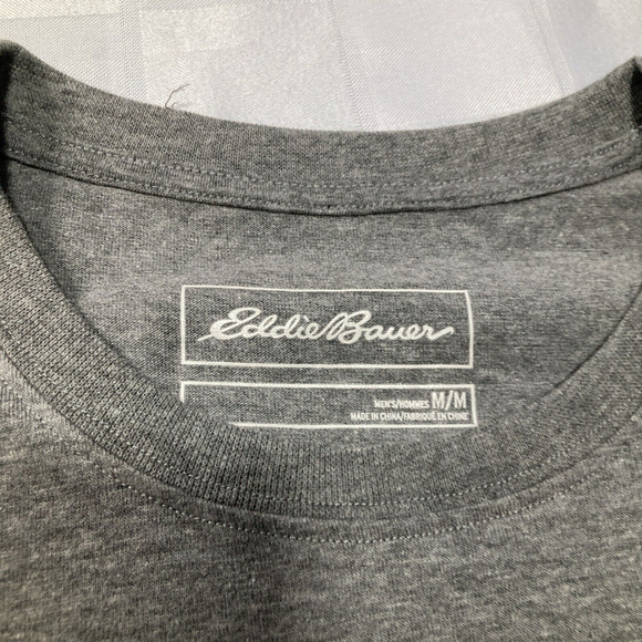 Eddie Bauer Mens Medium M Short Sleeve Crew Neck Lounge T Shirt Gray With Logo - Picture 2 of 11